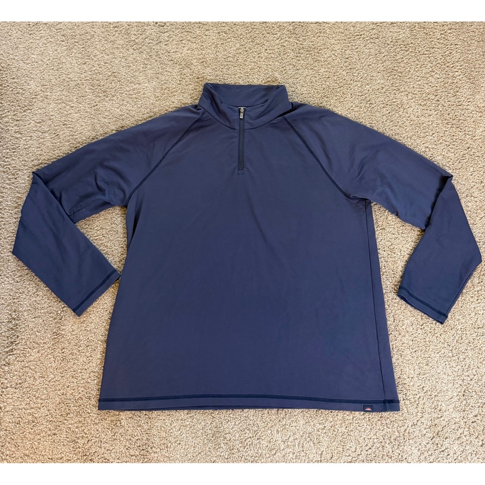 Faherty Brand Mens XXL Navy Blue Repreve Quarter Zip Pullover Stretch Sweatshirt